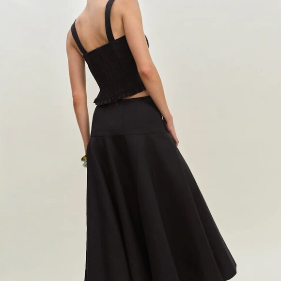 Reformation Black Linen Two Piece Midi Skirt & Top - Size 2 - Picture 3 of 3